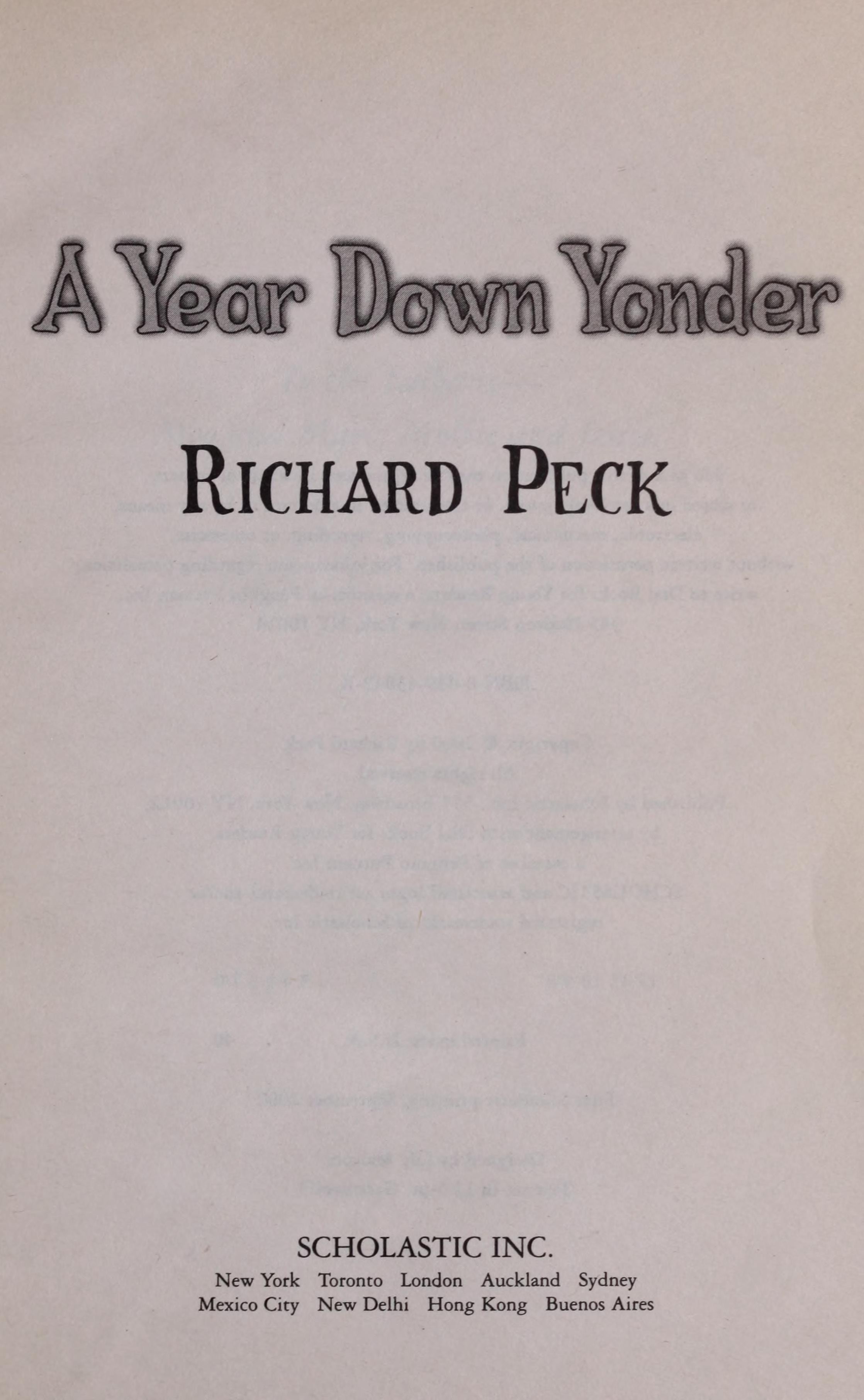 Cover of A Year Down Yonder